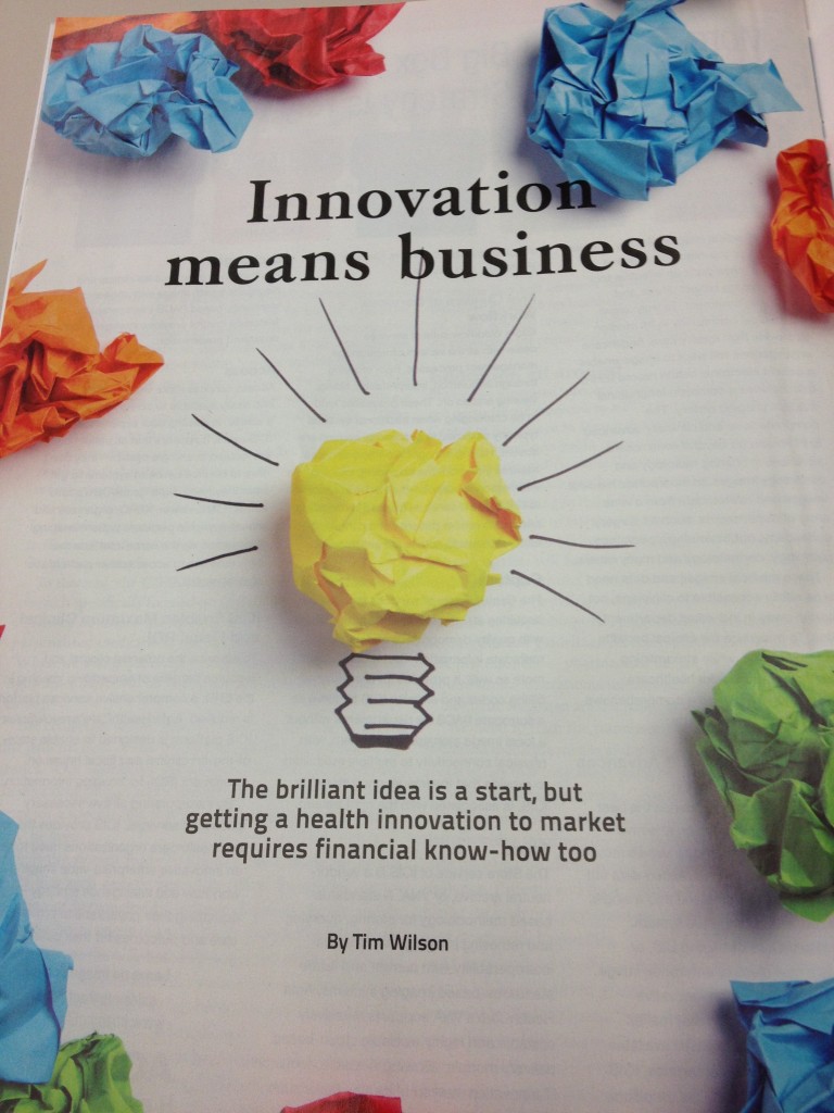 OtoSim article title page in Autumn 2012 issue of Health Research & Innovation (Tim Wilson)