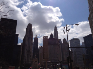 Downtown Chicago skyline in late April