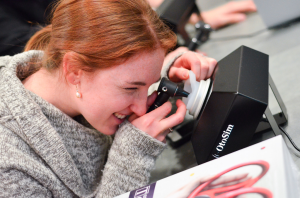 A University of Toronto medical student examines normal and pathological ear conditions using the OtoSim™ device. More event photos are posted on OtoSim's Flickr account: http://www.flickr.com/photos/otosim/sets/72157632769533068/ 