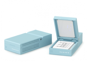 The prototype for the Miroculus-Kapplex microRNA diagnostic device, which, when launched, will allow clinicians to diagnose patients with cancer, infectious diseases or other complex conditions with a blood test rather than more invasive procedures (e.g., a biopsy or endoscopy). 